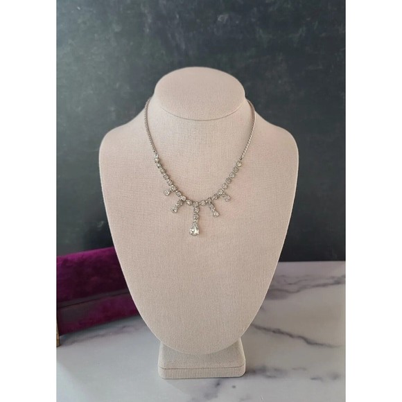 Joseph Weisner NY Clear Rhinestone Necklace - Picture 1 of 10